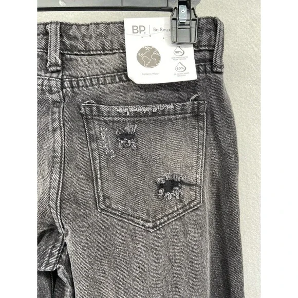 BP Jeans Women's Sz 24 Black Distressed Ripped‎ Wide Leg Pockets Low Rise NWT - Picture 8 of 13